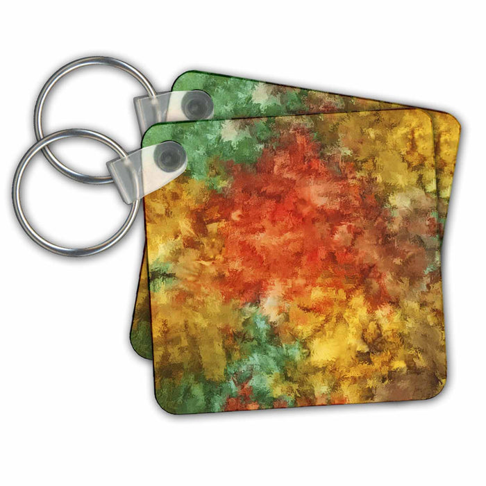 Key Chain - Trendy Gold Green n Red Abstract Abstract