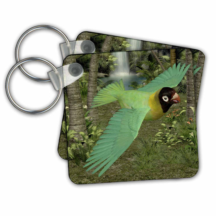 Key Chain - Black Cheeked Lovebird Parrot Graphics Bird