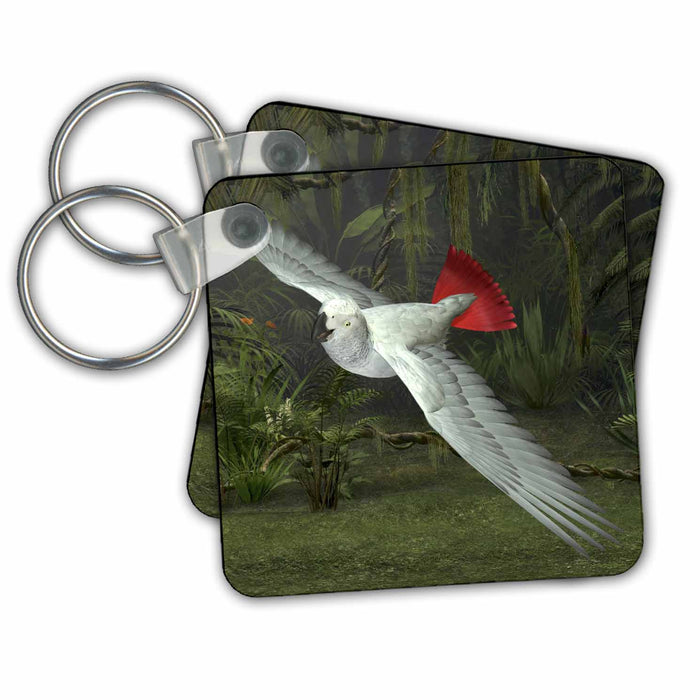 Key Chain - Congo African Grey Parrot Graphics Bird