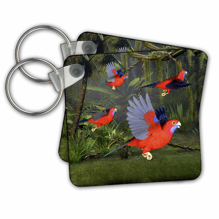 Key Chain - Crimson Rosella wild Parrots Graphics Bird