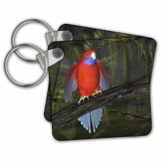 Key Chain - Crimson Rosella Parrot Graphics Bird