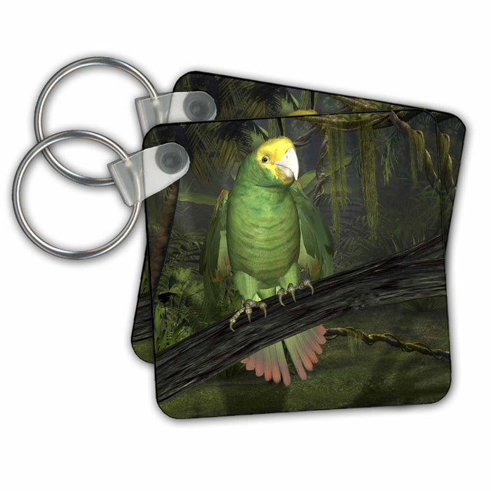 Key Chain - Deep Yellow Amazon Parrot 1 Graphics Bird