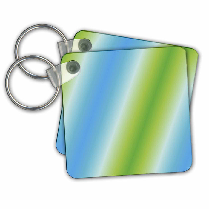 Key Chain - Lime to Turquoise Stripes Patterns