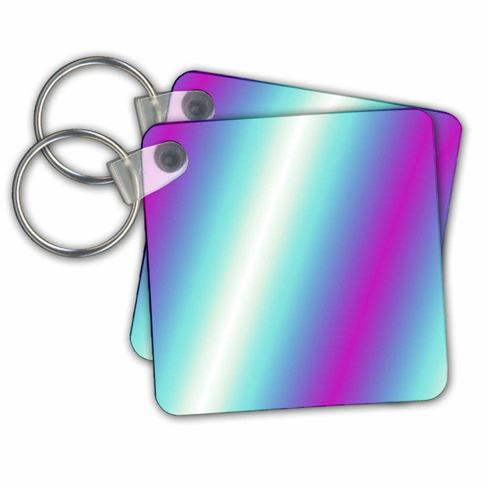 Key Chain - Neon Turquoise to Purple Patterns