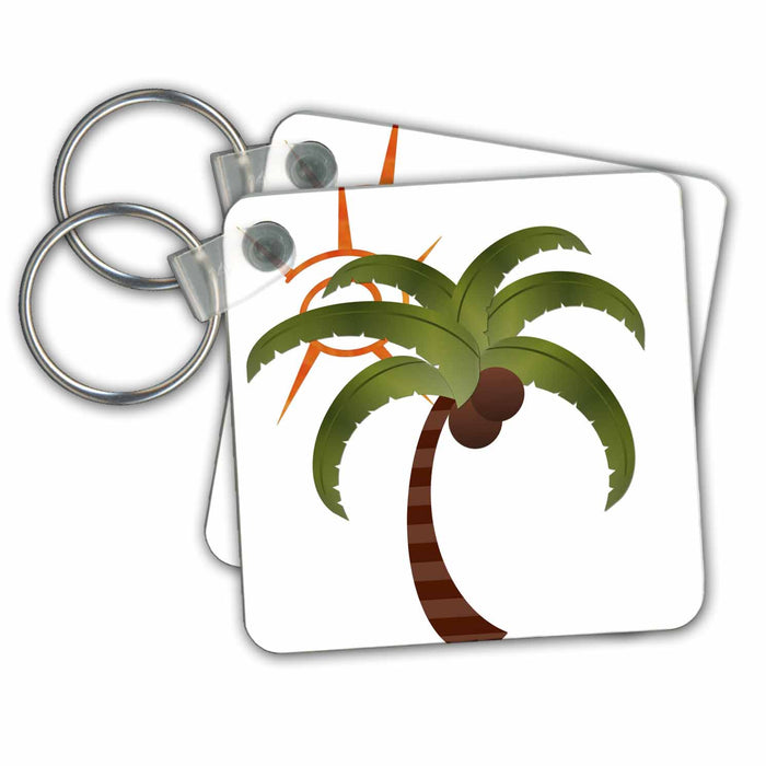 Key Chain - Palm Tree and the Sun Summer