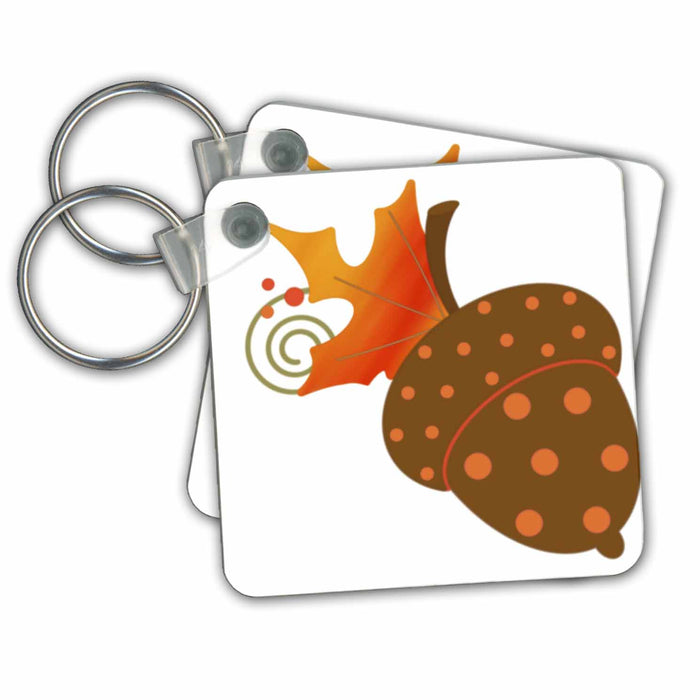 Key Chain - Polka Dot Acorn Autumn