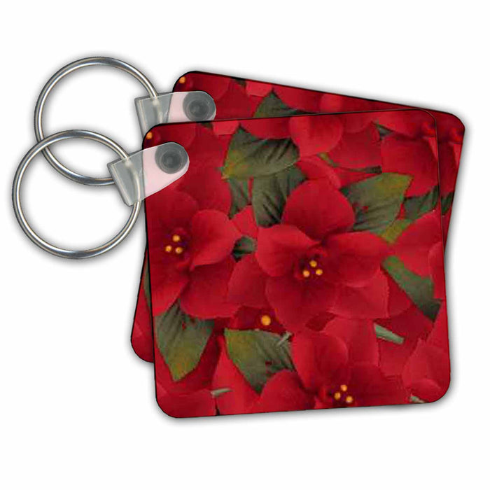 Key Chain - Christmas Poinsetta Pattern Jr Prints n Patterns