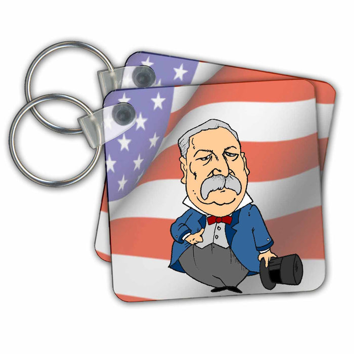 Key Chain - President Grover Cleveland With American Flag Jr Presidents