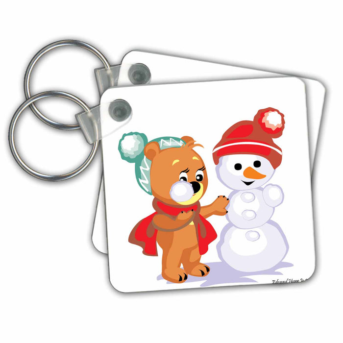 Key Chain - Little Bear and Snowman Jr Christmas