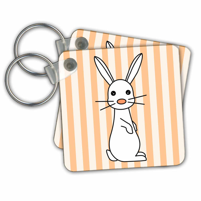 Key Chain - White Baby Rabbit Designs Woodland Creatures