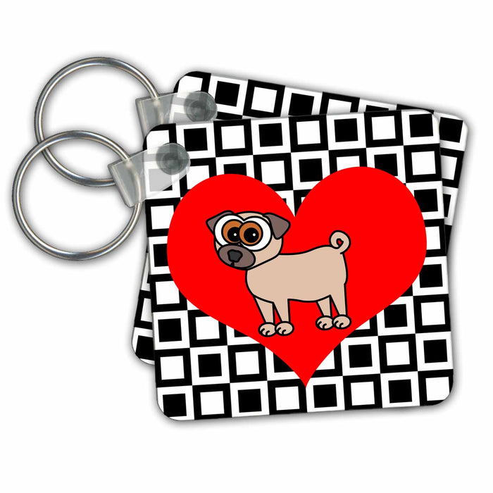 Key Chain - I Love Dogs – Pug Designs Dogs