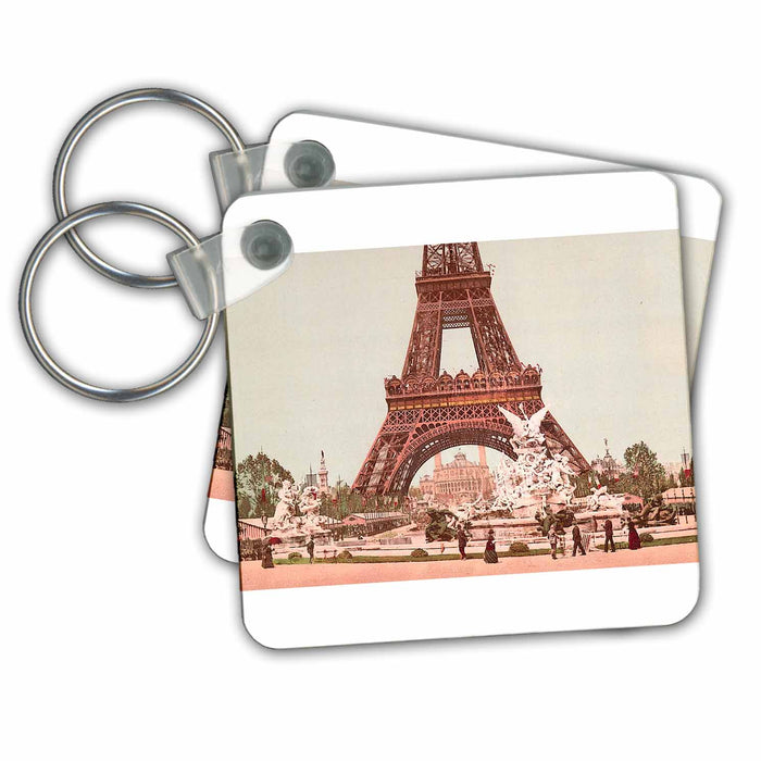 Key Chain - Chrome Eiffel Tower Vintage Travel