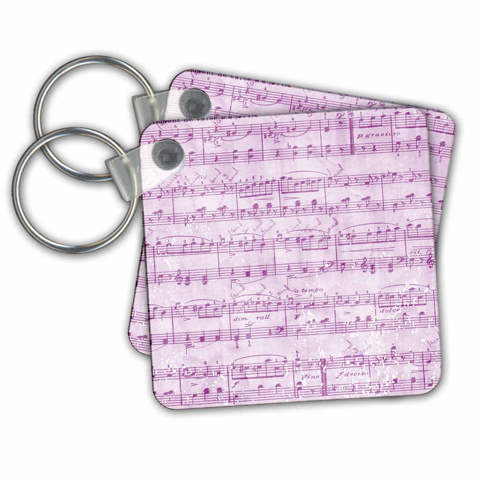 Key Chain - Pink Vintage Sheet of Music PS Vintage