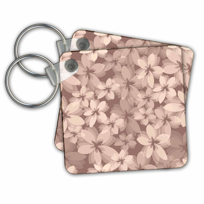 Key Chain - Tropical Earthy Flowers- Botanical Hawaiian Art PS Creations