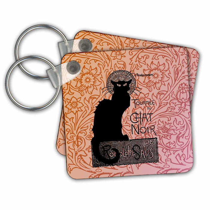 Key Chain - Le Chat Noir Vintage French Black Cat PS Vintage