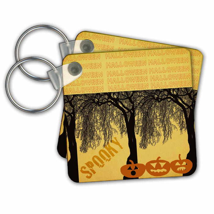 Key Chain - Halloween Spooky Trees and Pumpkins PS Halloween