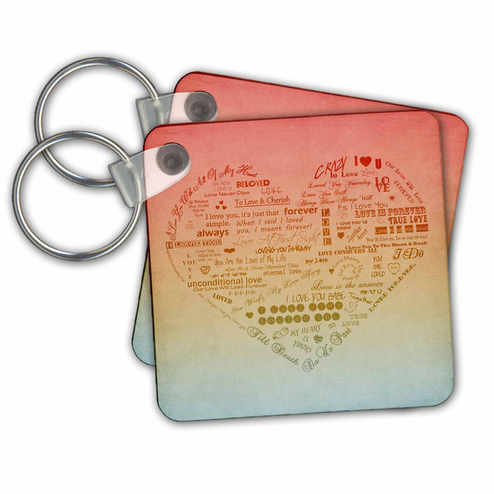 Key Chain - Heart with Words of Love- Romantic Inspiration PS Inspirations