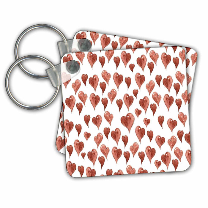 Key Chain - Pretty Red Hearts- Painted Art PS Fun Art