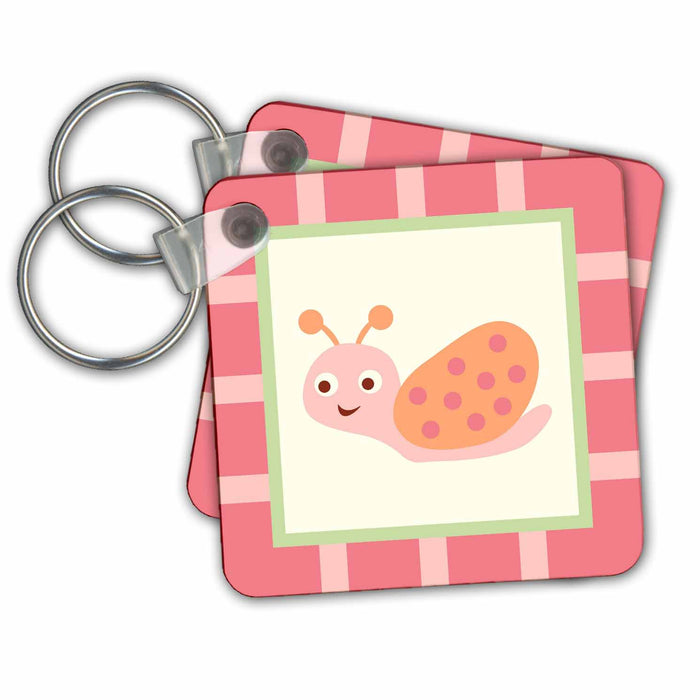 Key Chain - Cute Happy Snail- Whimsical Art PS Fun Art