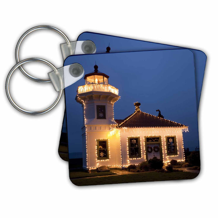 Key Chain - Washington, Mukilteo Lighthouse holiday lights - US48 JWI3801 - Jamie and Judy Wild Lighthouses