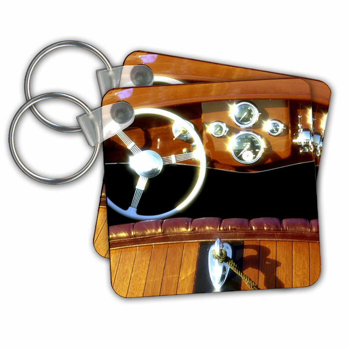 Key Chain - Woodwork on a wooden boat sparkles in the sun - US48 RDU0075 - Richard Duval Boats