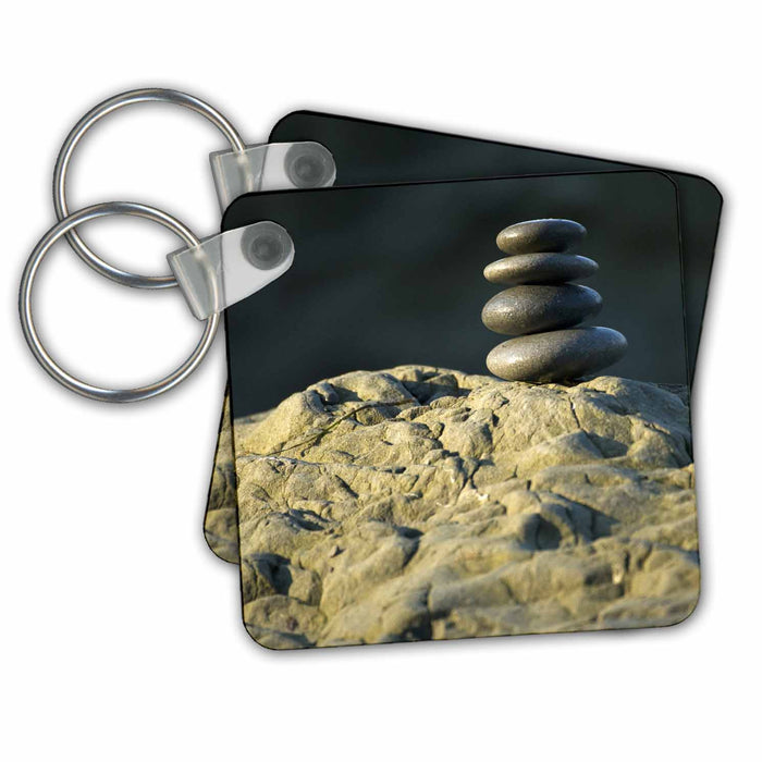 Key Chain - WA, Olympic NP, Ruby Beach. Zen cairn, beach rock - US48 TDR0674 - Trish Drury Beaches