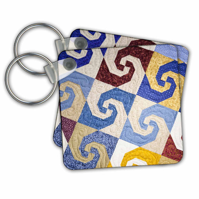 Key Chain - West Virginia, Beckley. Tamarac, quilt textile - US49 WBI0014 - Walter Bibikow Textiles