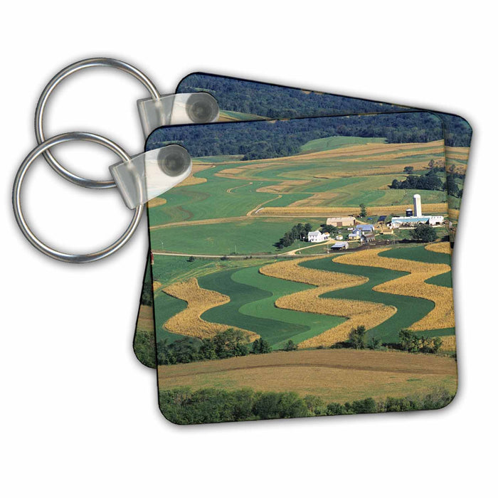 Key Chain - Agriculture, strip farming corn, alfalfa hay, WI - US50 DFR0023 - David R. Frazier Agriculture