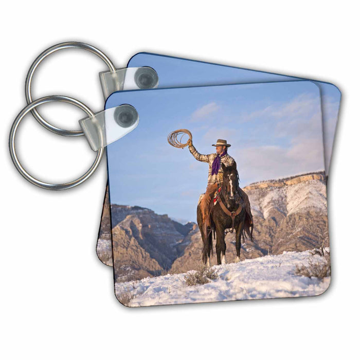 Key Chain - Cowboy on horse, Hideout Ranch, Shell Wyoming - US51 JRE0038 - Joe Restuccia III Cowboys