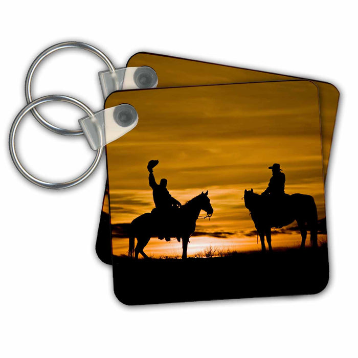 Key Chain - Cowboys on horses, Hideout Ranch, Shell Wyoming - US51 JRE0047 - Joe Restuccia III Cowboys