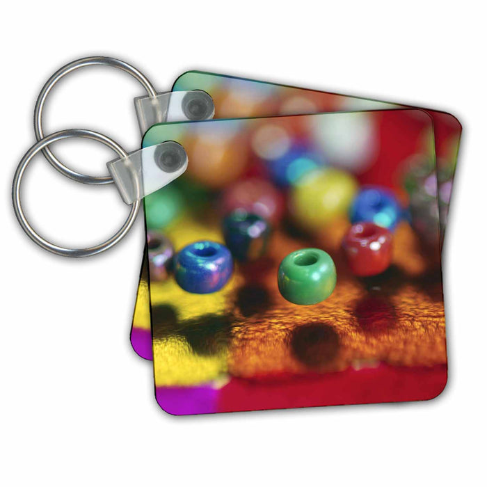 Key Chain - Artistic abstract, glass beads - US52 BJA0012 - Jaynes Gallery Abstracts