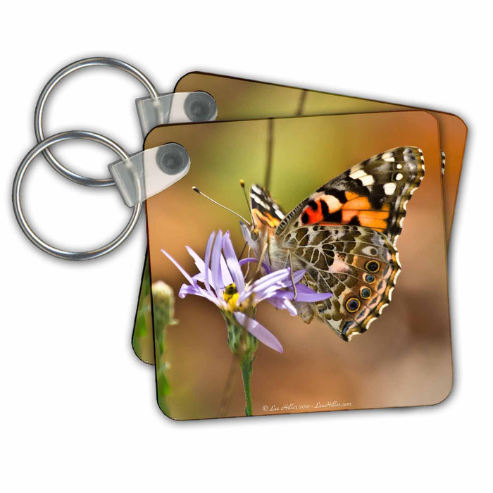 Key Chain - Painted Lady Butterfly on Autumn Aster Photography Hot Springs National Park Butterflies and Moths