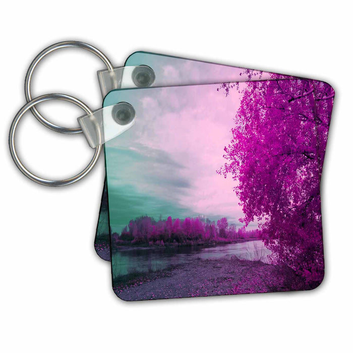 Key Chain - Bright Purple Pink Sunset Sunset