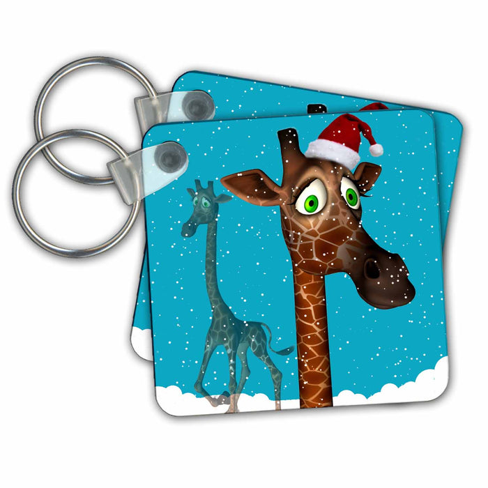 Key Chain - Christmas Giraffe In Snow Toons