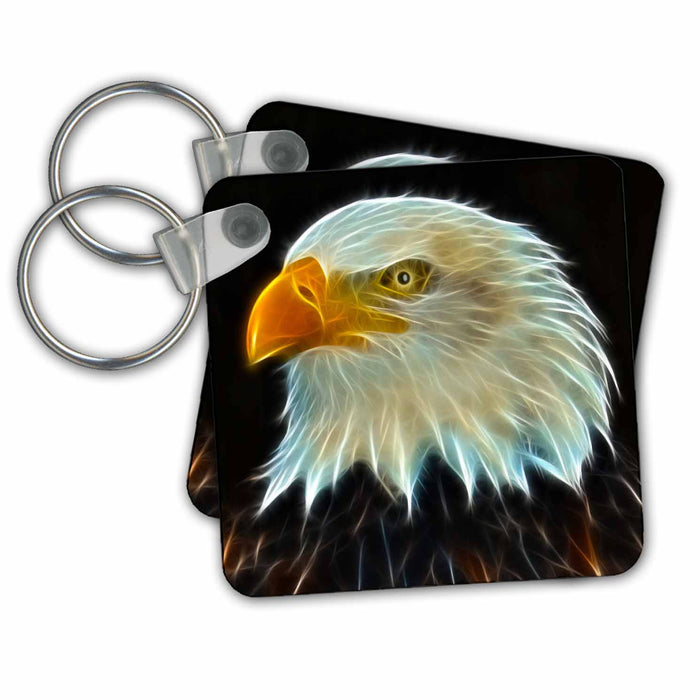 Key Chain - Fractal Color Outlined Bald Eagle Eagles