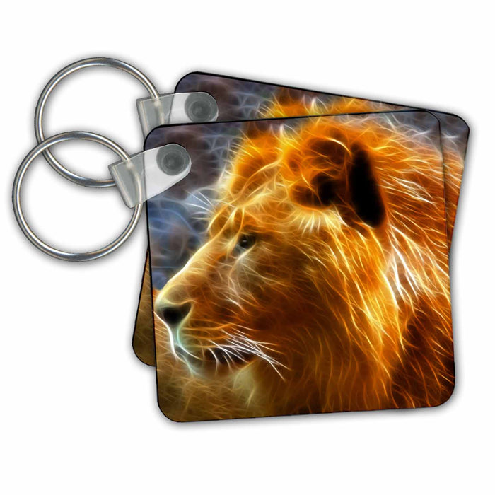 Key Chain - Fractal Color Outlined Lion Wild Animals