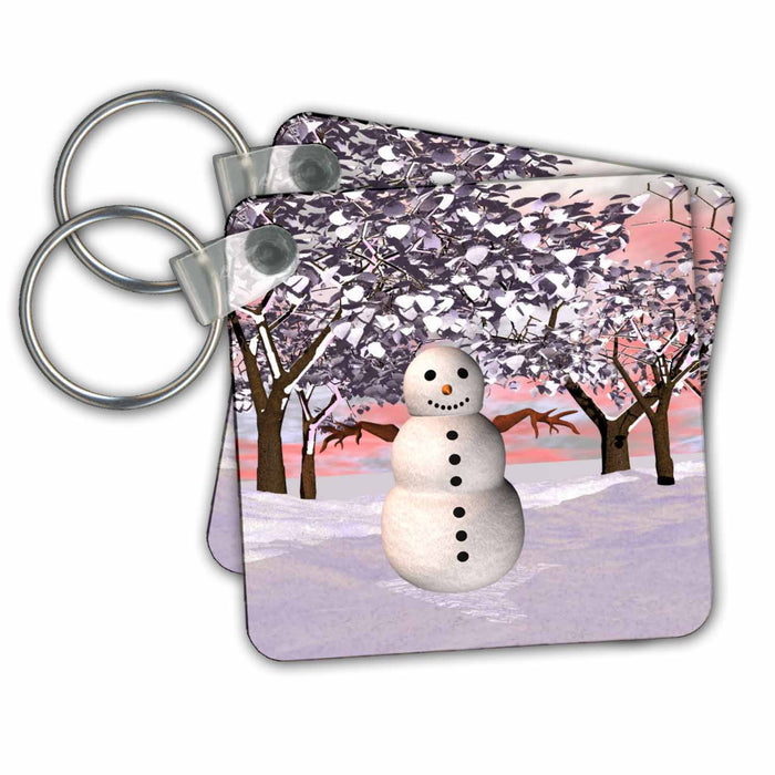 Key Chain - Snowman In Winter Wonderland Winter And Christmas