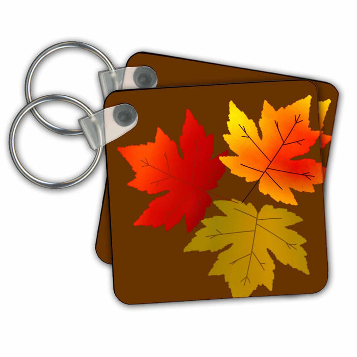 Key Chain - Three Autumn Leaves Autumn