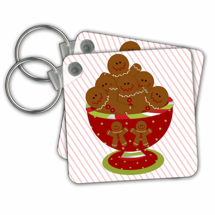 Key Chain - Bowl of Gingerbread Cookies Christmas