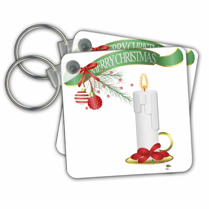 Key Chain - Christmas Banner and Candle Christmas