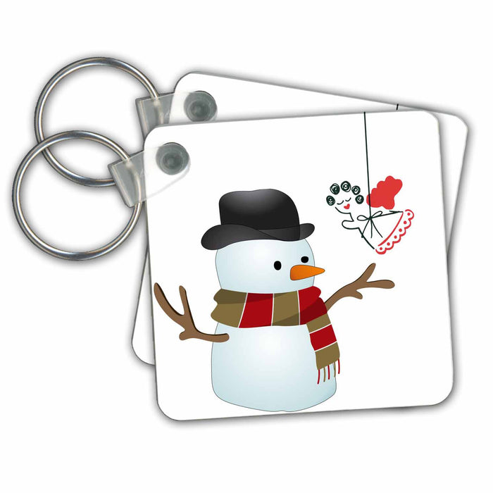 Key Chain - Snowman with Angel Ornament Christmas