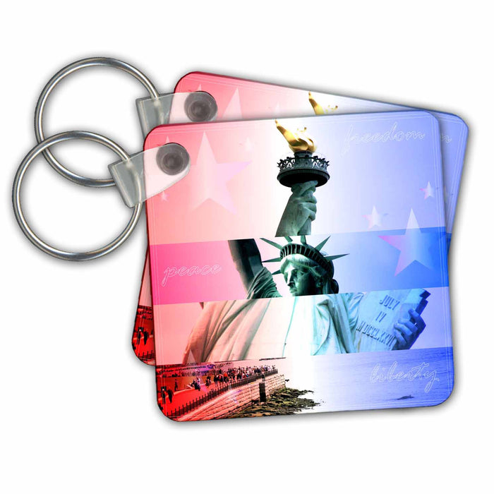 Key Chain - The Statue of Liberty with red, white and blue s Photos - New York