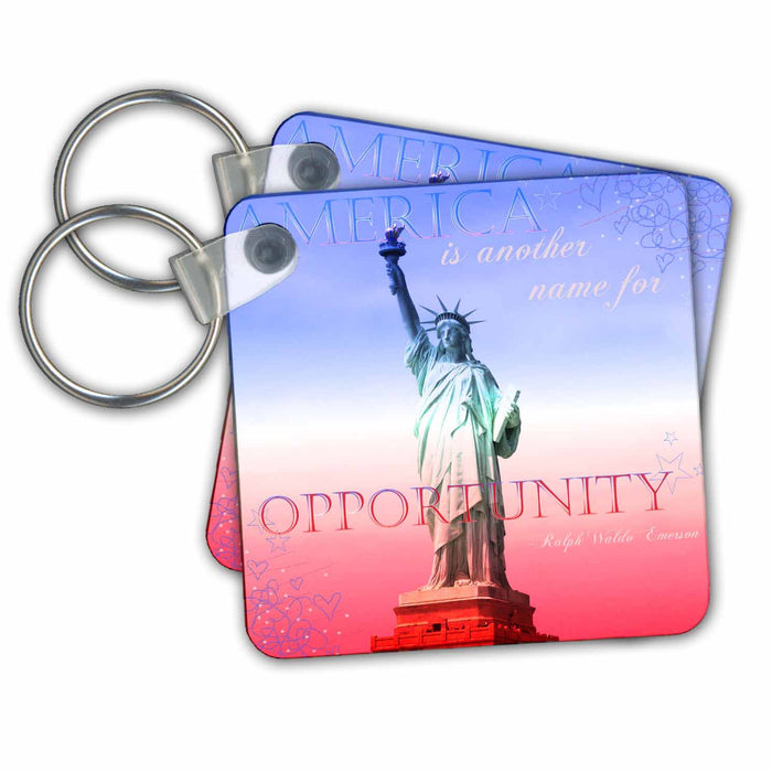 Key Chain - The Statue of Liberty with a patriotic quote s Photos - New York