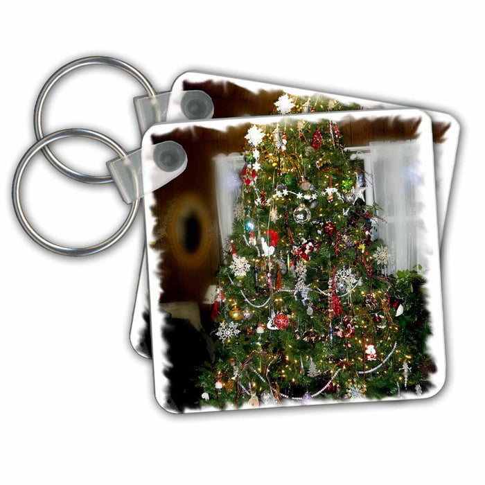 Key Chain - Beautifully decorated Christmas tree lit up on Christmas day s Photos - Christmas