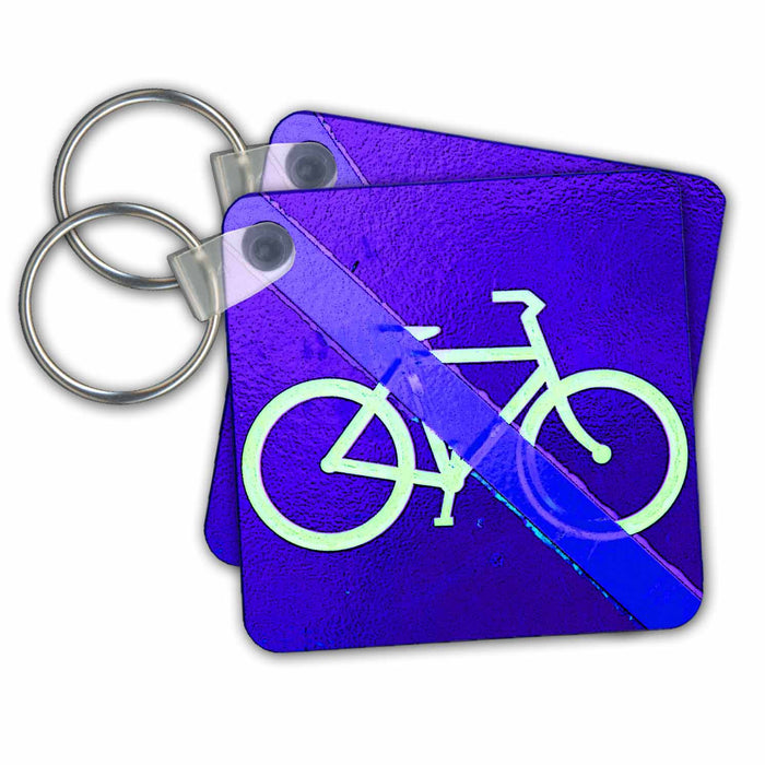 Key Chain - A no bike riding sign in purple Signs