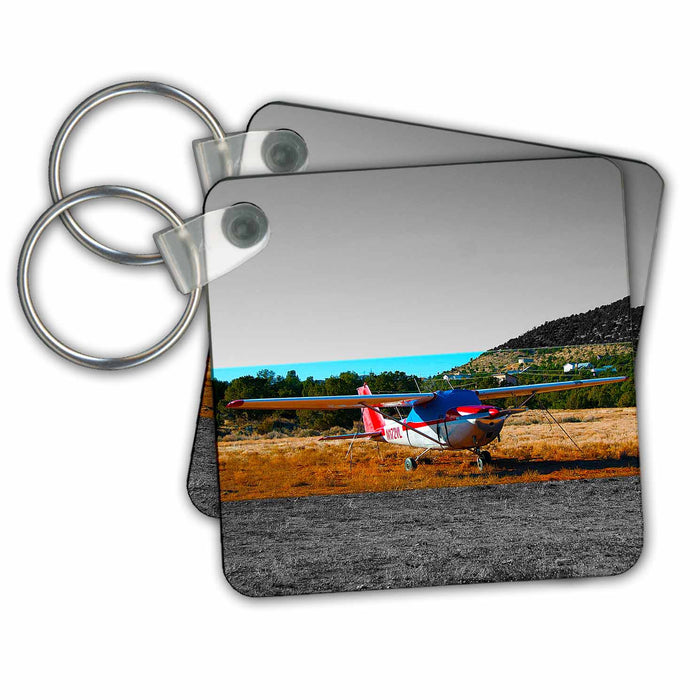 Key Chain - An Airplane in a field in Central Utah done in layers Airplane