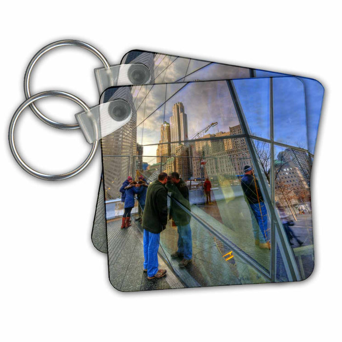 Key Chain - Looking In to the 911 memorial museum. People looking in. NYC