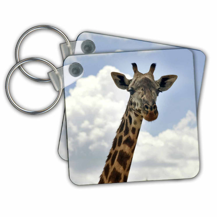 Key Chain - Giraffe with sky looking at me, Tanzania Tanzania