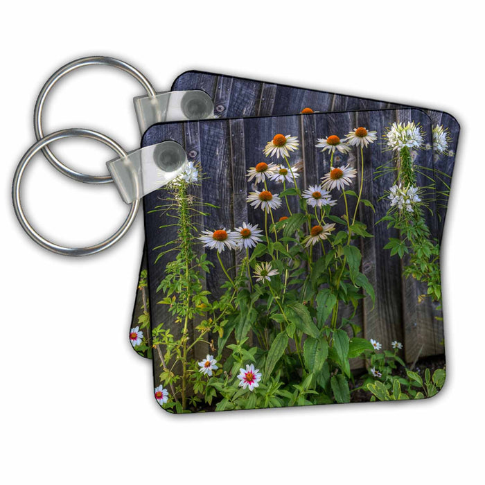 Key Chain - flowers with wooden fence background Sea Scapes