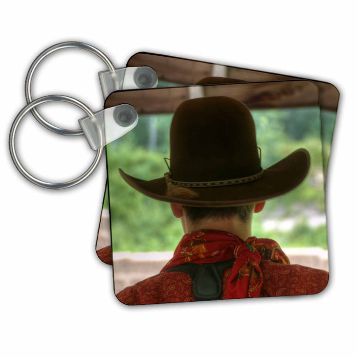 Key Chain - man with brown cowboy hat, and bandana Photography